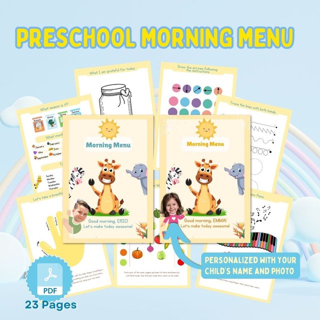 Preschool Morning Menu printable — cover